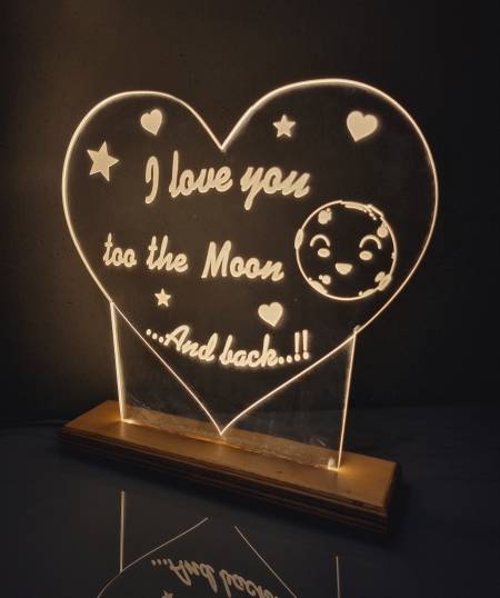 Φωτιστικό led καρδιά I love you too the moon..