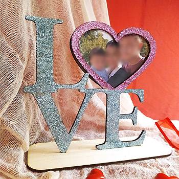 Ξύλινο σταντ LOVE με φωτογραφία